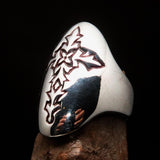Perfectly crafted Men's Gothic Cross Ring Red - Sterling Silver - BikeRing4u