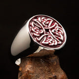 Perfectly crafted Men's Ring Celtic Birgit's Cross Red - Sterling Silver - BikeRing4u