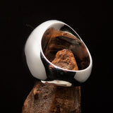Excellent crafted oval Men's Red Vampire Skull Ring - Sterling Silver - BikeRing4u