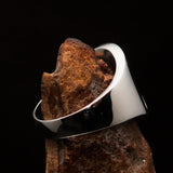Excellent crafted Men's wild Bull Buffalo Ring - Mirror Polished Sterling Silver - BikeRing4u
