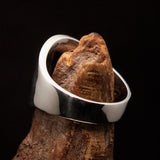 Excellent crafted Men's Black Fleur de Lis Seal Ring - Sterling Silver - BikeRing4u