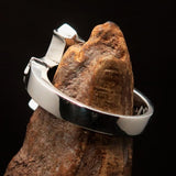 Excellent crafted minimalistic Coptic Cross Ring - mirror polished Sterling Silver - BikeRing4u