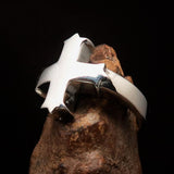 Excellent crafted minimalistic Coptic Cross Ring - mirror polished Sterling Silver - BikeRing4u