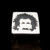 Excellent crafted Men's black Man with Beard Ring - Sterling Silver - BikeRing4u