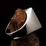 Excellent crafted Men's black Man with Beard Ring - Sterling Silver - BikeRing4u