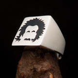 Excellent crafted Men's black Man with Beard Ring - Sterling Silver - BikeRing4u