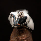 Perfectly crafted Men's grinning Frog Ring - shiny Sterling Silver - BikeRing4u