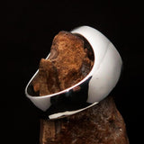 Excellent crafted Men's blue oval Tree of Life Ring - Sterling Silver - BikeRing4u