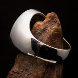 Excellent crafted Men's blue oval Tree of Life Ring - Sterling Silver - BikeRing4u