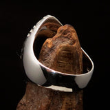 Ancient Men's Christian Monogram Cross Ring blue Chi Rho XP - Sterling Silver - BikeRing4u