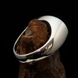 Perfectly crafted oval Initial Men's Ring red SON one word - Sterling Silver - BikeRing4u