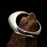 Perfectly crafted oval Initial Men's Ring red SON one word - Sterling Silver - BikeRing4u