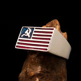 Perfectly crafted Men's Flag Ring United States of Communist - Sterling Silver - BikeRing4u