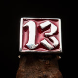 Excellent crafted Men's red lucky Number 13 Ring - Sterling Silver - BikeRing4u