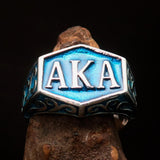 Perfectly crafted " as known as" Synonym Men's Ring blue AKA - Sterling Silver - BikeRing4u