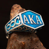 Perfectly crafted " as known as" Synonym Men's Ring blue AKA - Sterling Silver - BikeRing4u