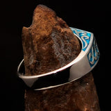 Perfectly crafted " as known as" Synonym Men's Ring blue AKA - Sterling Silver - BikeRing4u