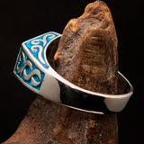 Perfectly crafted " as known as" Synonym Men's Ring blue AKA - Sterling Silver - BikeRing4u