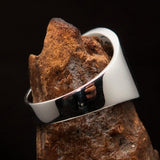 Excellent crafted Men's blue Yin Yang Ring - Sterling Silver - BikeRing4u