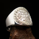 Excellent crafted ancient Celtic Birgit's Cross Ring - Mirror Polished Sterling Silver - BikeRing4u