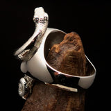 Excellent crafted Men's red 1% Snake Skull Outlaw Ring - Sterling Silver - BikeRing4u