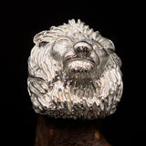 Huge Excellent crafted Men's Male Lion Ring - Mirror Polished Sterling Silver - BikeRing4u