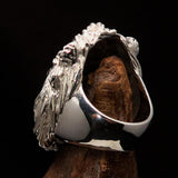 Huge Excellent crafted Men's Male Lion Ring - Mirror Polished Sterling Silver - BikeRing4u