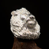 Huge Excellent crafted Men's Male Lion Ring - Mirror Polished Sterling Silver - BikeRing4u