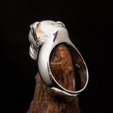 Perfectly crafted Men's Boxer Dog Ring - shiny Sterling Silver - BikeRing4u
