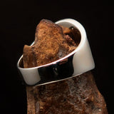 Excellent crafted ancient Men's blue Labrys double Axe Ring - Sterling Silver - BikeRing4u