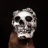 Excellent crafted Lady's Biker Granny Skull Ring - Sterling Silver 925 - BikeRing4u
