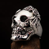 Excellent crafted Lady's Biker Granny Skull Ring - Sterling Silver 925 - BikeRing4u