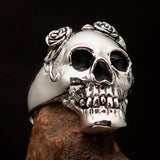 Excellent crafted Lady's Biker Granny Skull Ring - Sterling Silver 925 - BikeRing4u