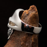 Excellent crafted Men's Devil Skull Ring 666 on Forehead - Sterling Silver - BikeRing4u