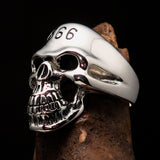 Excellent crafted Men's Devil Skull Ring 666 on Forehead - Sterling Silver - BikeRing4u