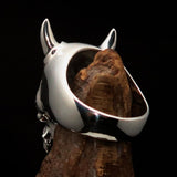 Excellent crafted Men's Biker Ring horned Devil Skull - Sterling Silver 925 - BikeRing4u