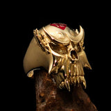 Excellent crafted Men's Vampire Skull Ring red Diamond 13 - Solid Brass - BikeRing4u
