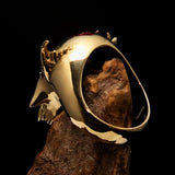 Excellent crafted Men's Vampire Skull Ring red Diamond 13 - Solid Brass - BikeRing4u