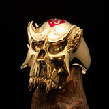 Excellent crafted Men's Vampire Skull Ring red Diamond 13 - Solid Brass - BikeRing4u