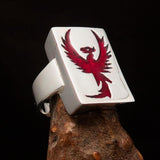 Excellent crafted Men's Ring Red Phoenix - Sterling Silver - BikeRing4u
