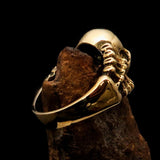 Excellent crafted Men's Skull and Bones Ring red Number 13 - Brass - BikeRing4u