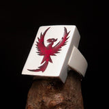 Excellent crafted Men's Ring Red Phoenix - Sterling Silver - BikeRing4u