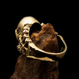 Excellent crafted Men's Skull and Bones Ring red Number 13 - Brass - BikeRing4u