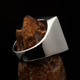 Excellent crafted Men's Chess Ring Horse Head Red - Sterling Silver - BikeRing4u