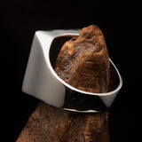 Excellent crafted Men's Chess Ring Horse Head Red - Sterling Silver - BikeRing4u