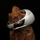 Excellent crafted Men's Biker Ring Red Hebrew Skull - Sterling Silver 925 - BikeRing4u