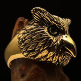 Excellent crafted Men's Brass Night Bird Ring Owl Head - BikeRing4u