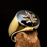 Men's Ring Cannabis Leaf Marihuana Medical Weed Symbol Black - BikeRing4u