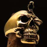 Excellent crafted Men's Brass Biker Ring Dead Outlaw Skull Snake - BikeRing4u