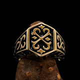 Excellent crafted Men's Celtic Crest Ring Antiqued - Brass - BikeRing4u